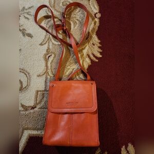 American Leather Company Orange Leather Crossbody Bag